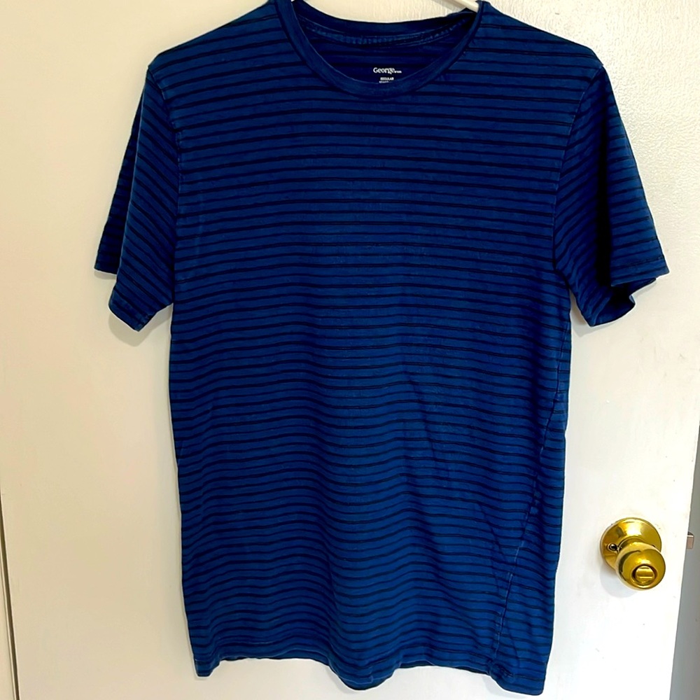 George Navy & Black Striped Tee Shirt Men's Medium